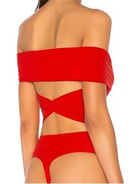 Lovers + Friends off shoulder cutout back bodysuit